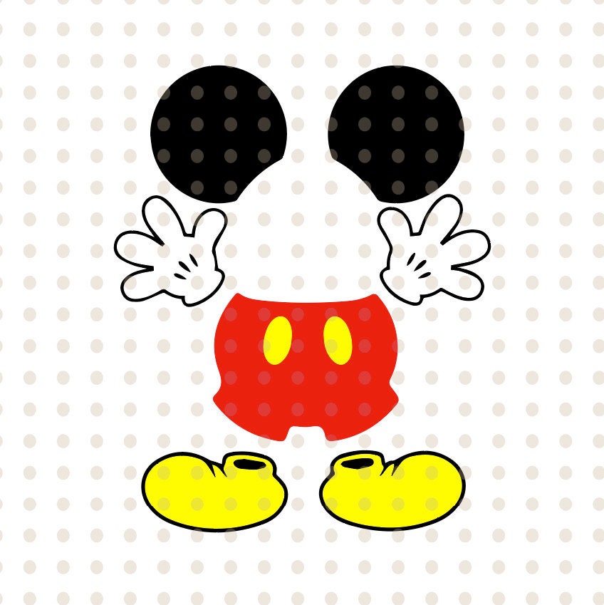 Mickey mouse body parts Svg Mickey pants gloves and mickey | Etsy