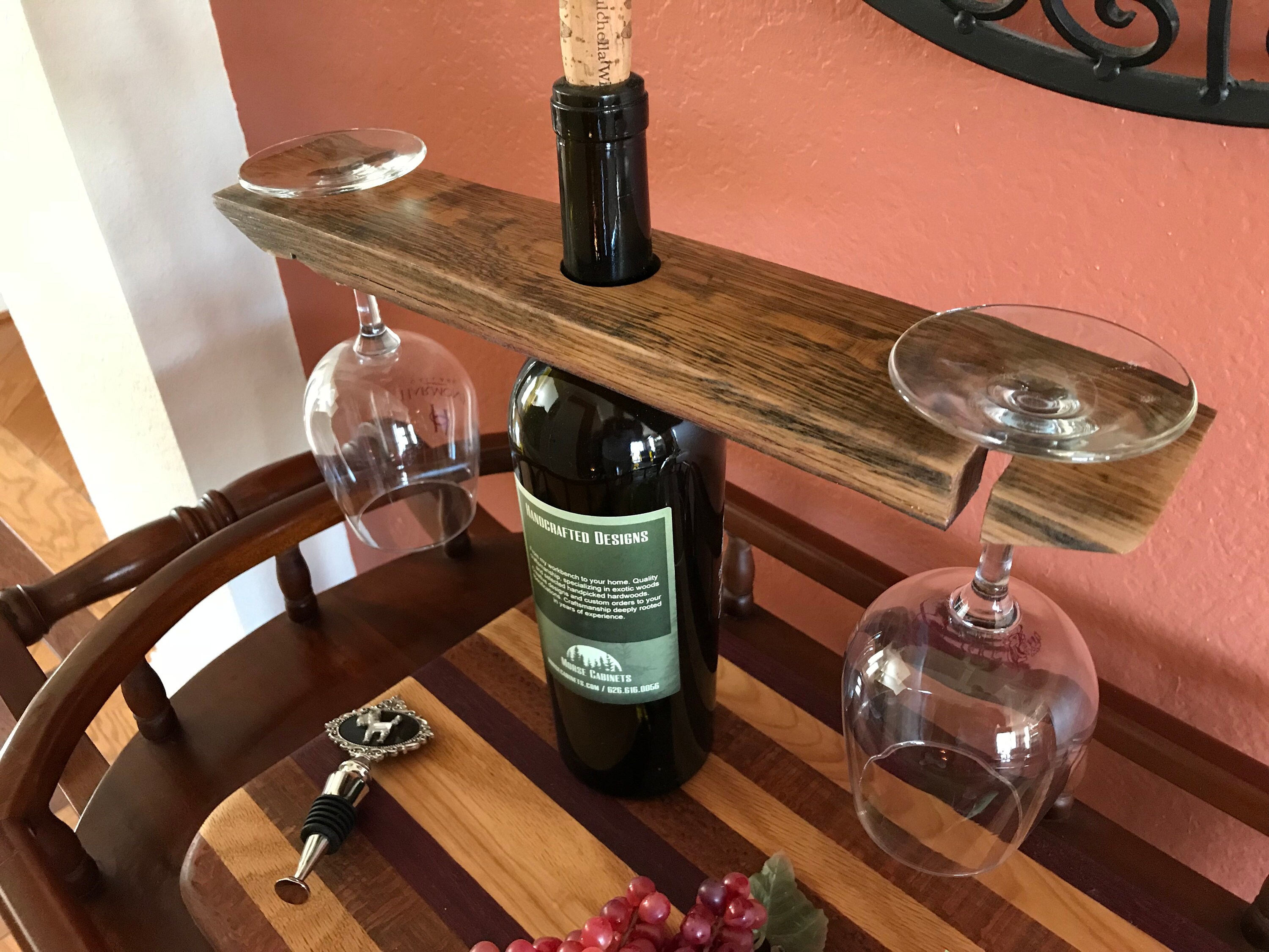 Oak Wine Stave Wine Glass Holder 