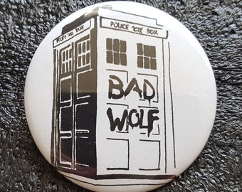 Bad Wolf TARDIS - 5cm Button