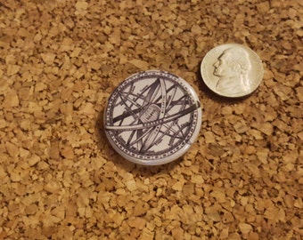 Ptolemaic Armillary Sphere Button - Astronomy History Pin, Ancient Science Gift - 1.25in button
