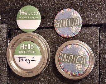 Cannabis Jar Magnet Labels - Mason Jar Toppers for Herb Storage, 2.25 Inch Round Magnets