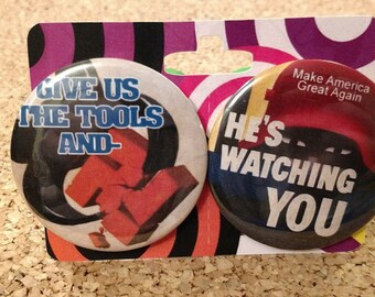 Anti Alt-Right and Anti-Nazi Pins WW2 Propaganda Posters #MAGA #RESIST - 2 Pin Set