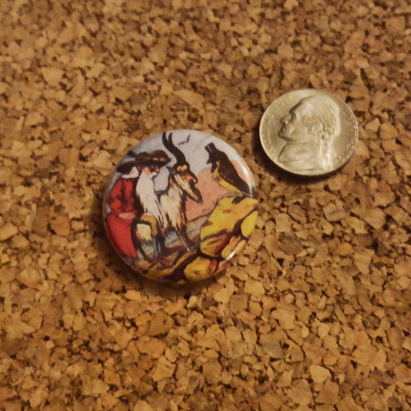 An Old Man, a Goat, and a Bird - 1.25in pinback button