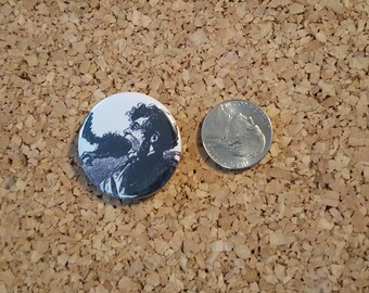 Man-Eating Cat Pinback Button – Surreal Vintage Gothic Art