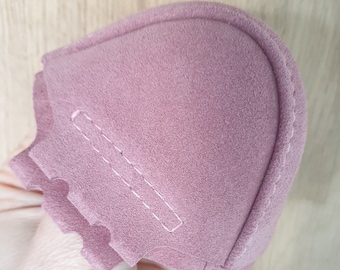 Ochraniacze na palce z zamszu w kolorze koralowo-różowym do rolek