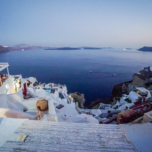 Blue Santorini Island Greece Digital Download, Wall Art, Wall Decor, Water Scene, Travel Photography