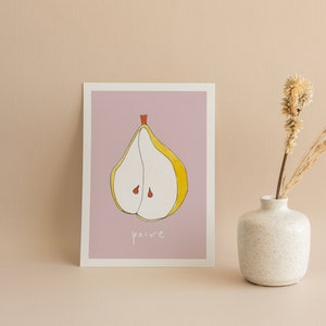 Pear, greeting card, fruit, watercolor, stationery