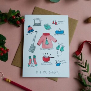 Kit de survie carte de souhaits temps des Fêtes illustration hiver
