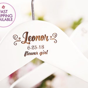 CUSTOM FLOWER GIRL Hanger - Engraved Bridesmaid Hanger - Wedding Gift - Personalized Bridal Dress Hanger - Wedding Hangers with Names - S12