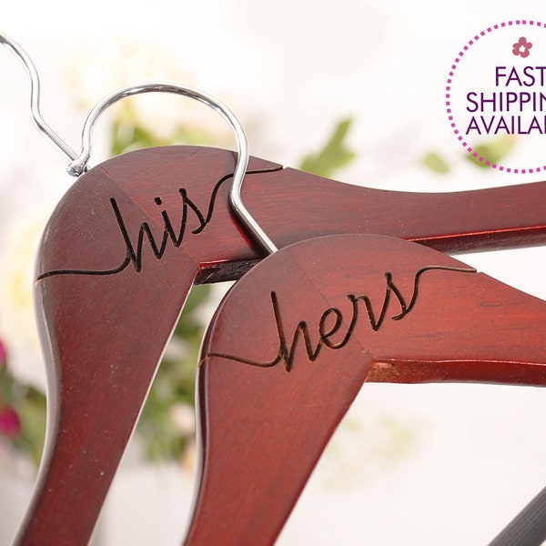 SET of 2 Personalized Hangers - Engraved Hangers for Bride & Groom - Wedding Gift - Personalized Bridal Dress Hanger - Wedding Hangers - S17