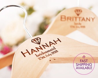 SET OF 2 Bridesmaid Hangers - Engraved Bridesmaid Hanger - Wedding Gift - Personalized Bridal Dress Hanger - Wedding Hangers with Names -S06