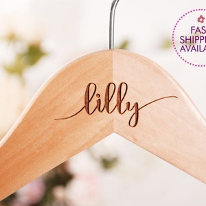 CUSTOM FLOWER GIRL Hanger - Engraved Bridesmaid Hanger - Wedding Gift - Personalized Bridal Dress Hanger - Wedding Hangers with Names - S12