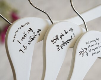 Proposal Personalized Bridesmaid Hangers, will you be my bridesmaid, Wedding Hanger, Wooden Engraved Hanger, Bridal Dress Hanger,Name Hanger