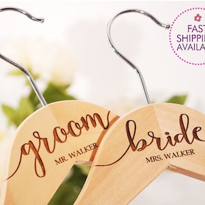 Personalized Wedding Hangers: Engraved Bridal Hanger Set