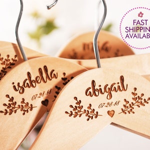 SET OF 5 Bridesmaid Hangers - Engraved Bridesmaid Hanger - Wedding Gift - Personalized Bridal Dress Hanger - Wedding Hangers with Names