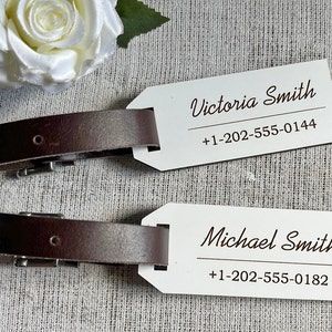 Personalized Wooden Luggage Tags: Mr & Mrs Honeymoon Gift (Set of 2)