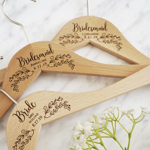 SET OF 6 Bridesmaid Hangers - Engraved Bridesmaid Hanger - Wedding Gift - Personalized Bridal Dress Hanger - Wedding Hangers with Names