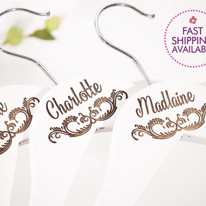 SET OF 3  Bridesmaid Hangers - Engraved Bridesmaid Hanger - Wedding Gift - Personalized Bridal Dress Hanger - Wedding Hangers with Names
