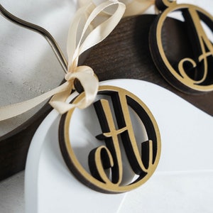 SET of 2 Personalized Initials Hangers - Hangers for Bride & Groom - Wedding Gift - Personalized Bridal Dress Hanger - Monogram Hangers