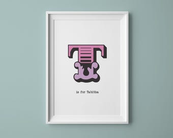 Retro Circus Initial Print, Personalised Alphabet print, Nursery Name Print, New Born Gift, Personalised New Baby Gift, Christening gift