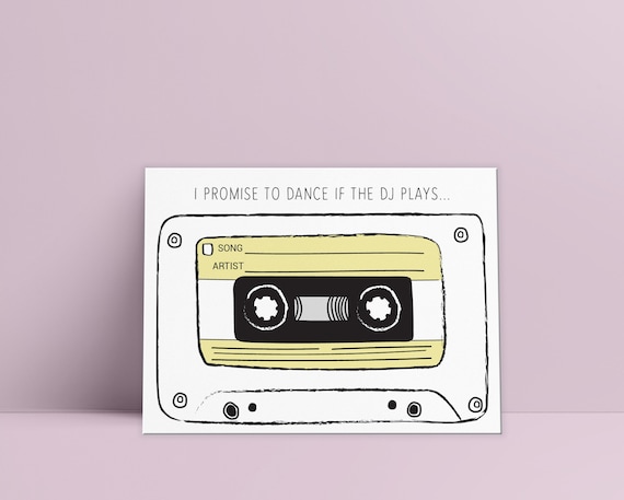 Retro Cassette Tape DJ Request Card Yellow Wedding Song - Etsy Australia