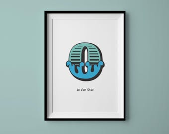 Retro Initial Print Boys, Circus Letter Poster, Initial Print Child, Christmas Gift,