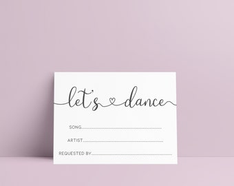 Grey Let's Dance Wedding Song Request Card, Music Request Card, DJ Song Request Card, Wedding Song Card, Wedding Invites