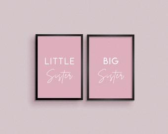 A5 Big Sister Pink Nursery Print, New Sister Gift, Big Sister Gift, Big Sister Poster, Pink Nursery Print, Nursery Wall Art, New Sister