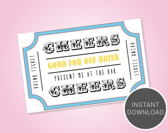 Printable Wedding Drink Token, Wedding Bar, Instant Download for Printing at Home