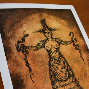 Serpent Goddess (Pencil) - Digital print Premium Satin Photo Paper 300 gm signed by the artist,Ancient Greece - Knossos, Crete,Archaeology