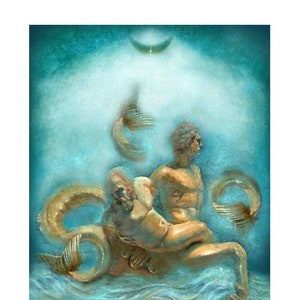 Marine Centaur Carrying Silenus - Giclee art print on Hahnemühle Photo Matt Fibre warm white 200 g paper signed by the artist