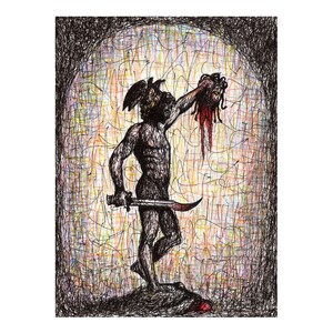 Perseus and Medusa - Digital print on Velvet 300gr paper,signed by the artist.Mythology,ancient Greece