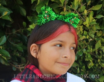 Cute Ugly Christmas Sweater Kids Kitty Headband, Tacky Christmas Headband, Christmas Tree Headband- Christmas Gift - Ugly Christmas Party