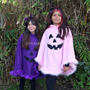 Purple Jack O&#39;Lantern Halloween Poncho - Pumpkin Poncho -Pumpkin Costume - Pumpkin Halloween Costume Cape