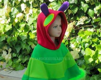 Toddler Caterpillar Halloween Poncho - kids cape hungry bug costume dress up