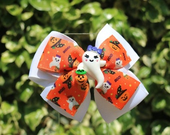 Halloween Ghosts & Pumpkin  Hairbow - Halloween Hairbow-  Pumpkin Costume - Ghost Costume -