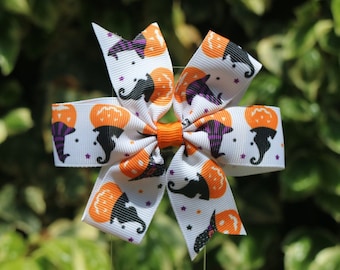 Halloween Pumpkin Witch  Hairbow - Halloween Hairbow-  Pumpkin Costume - Ghost Costume -