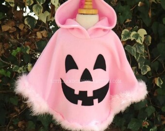 Pink Pumpkin Halloween Poncho - Jack O'Lantern Pumpkin Poncho -Pumpkin Costume - Pumpkin Halloween Costume Cape