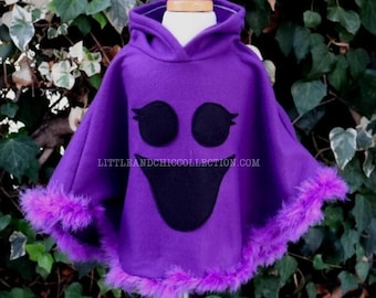 Purple Ghost Boo Happy Girly Lashes  Halloween Poncho - Ghost Poncho - Ghost Halloween costume - Ghost Costume Cape
