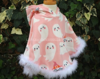 READY TO SHIP - Pink Ghosts Boo Winter Poncho - Christmas cape - christmas gift - dress up