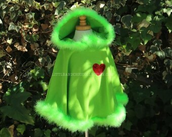 Christmas Green Red Sequin Heart  Poncho  Cute Ugly Christmas Sweater Kids, Tacky Christmas sweater- Christmas Gift - Ugly Christmas Party