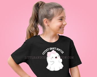 Cutest Ghost Hunter tshirt - Happy Girly Lashes BOO Halloween Tee