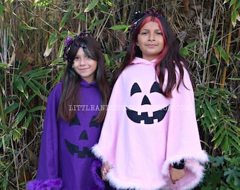 Purple Jack O'Lantern Halloween Poncho - Pumpkin Poncho -Pumpkin Costume - Pumpkin Halloween Costume Cape