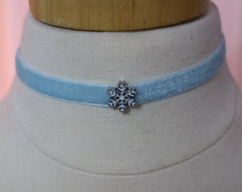 Little Girl Blue Frozen ice Princess Snowflake Christmas Charm Choker Necklace