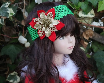 Cute Christmas flowers Poinsettias Headband, Tacky Christmas Headband, - Christmas Gift - Ugly Christmas Party
