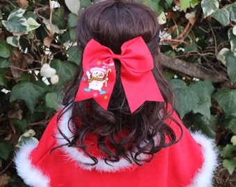 Merry Christmas  Pink and White Snowman  Red Cute Big Bow Kids Hairbow, Tacky Christmas Bow, Snowman- Christmas Gift - Ugly Christmas Party