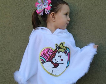 READY TO SHIP - Pretty  Sequins Unicorn Poncho - Unicorn Poncho - Unicorn Costume - Halloween Poncho