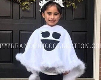 Ghost Boo Happy Girly Lashes  Halloween Poncho - Ghost Poncho - Ghost Halloween costume - Ghost Costume Cape
