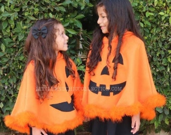 Jack O'Lantern Pumpkin Halloween Poncho - Pumpkin Poncho -Pumpkin Costume - Pumpkin Halloween Costume Cape