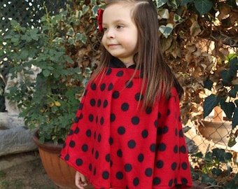 READY TO SHIP - Ladybug Poncho Halloween costume - Ladybug Costume